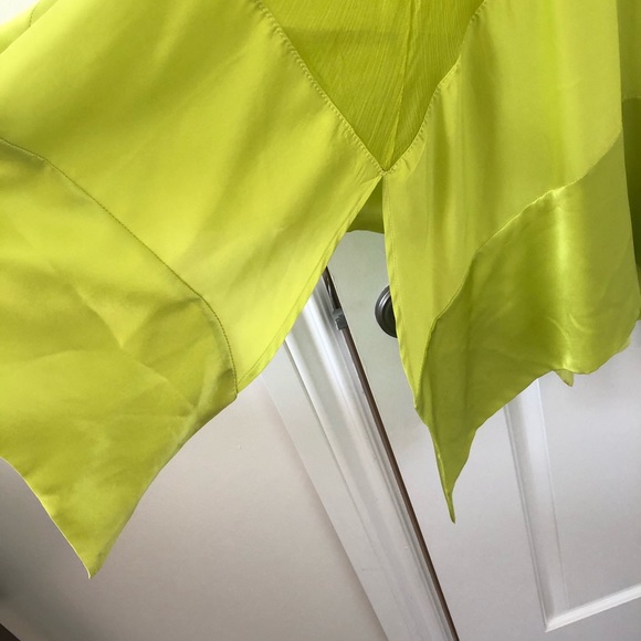 NWT Analili Neon Lime Green chiffon & silk dress Small - Picture 4 of 11
